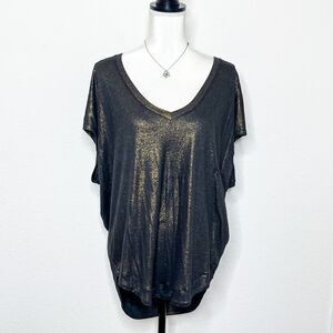 Gap Women's Gold Shimmer Metallic V-Neck Dolman Sleeve Top Size M